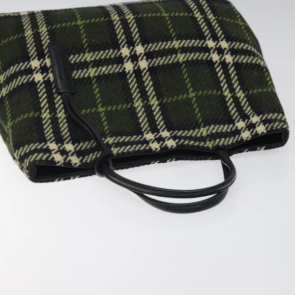BURBERRY Nova Check Hand Bag Wool Green Black Auth BD1322 - Picture 7 of 16
